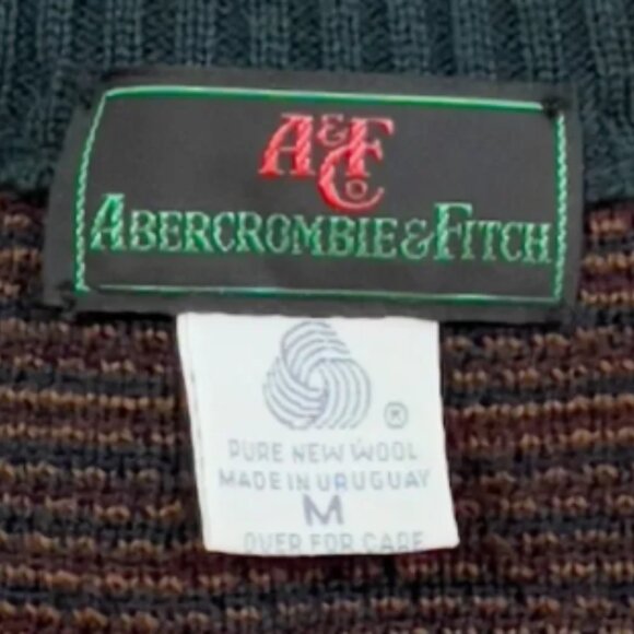 Vintage 1970s Plaid Pure Wool V Neck Sweater - Men's Size Medium - Picture 3 of 6